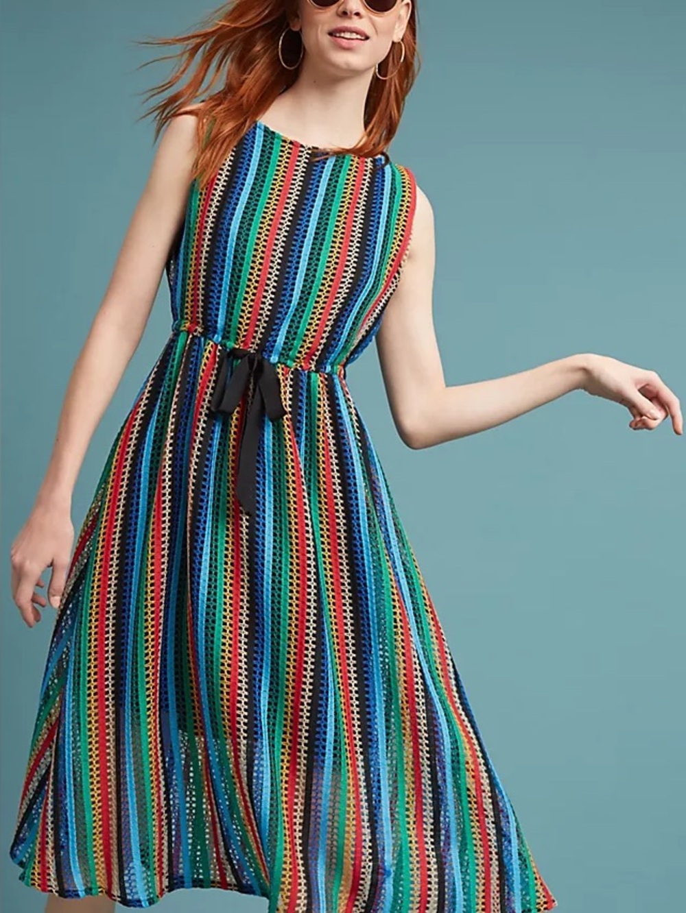 Anthropologie x Eva Franco Rainbow Crochet Midi Dress